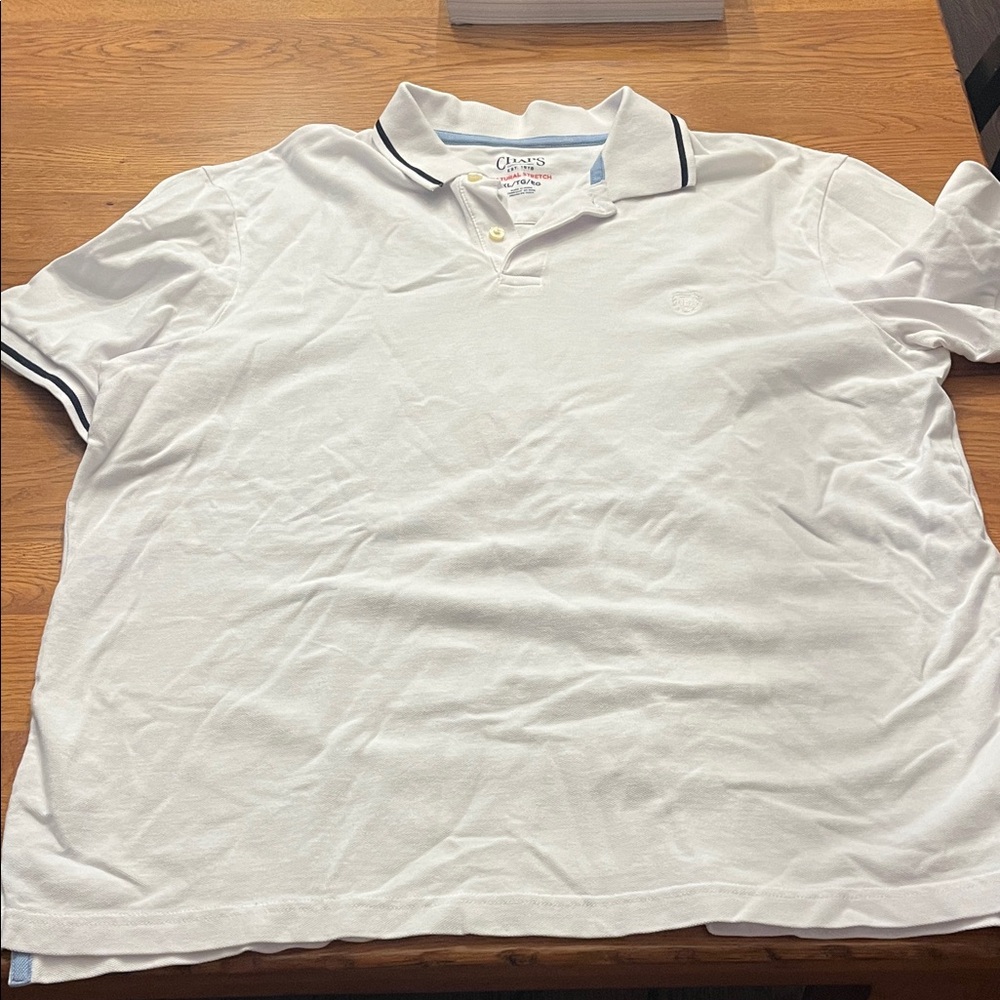 Chaps White Polo Shirt with NavyTrim